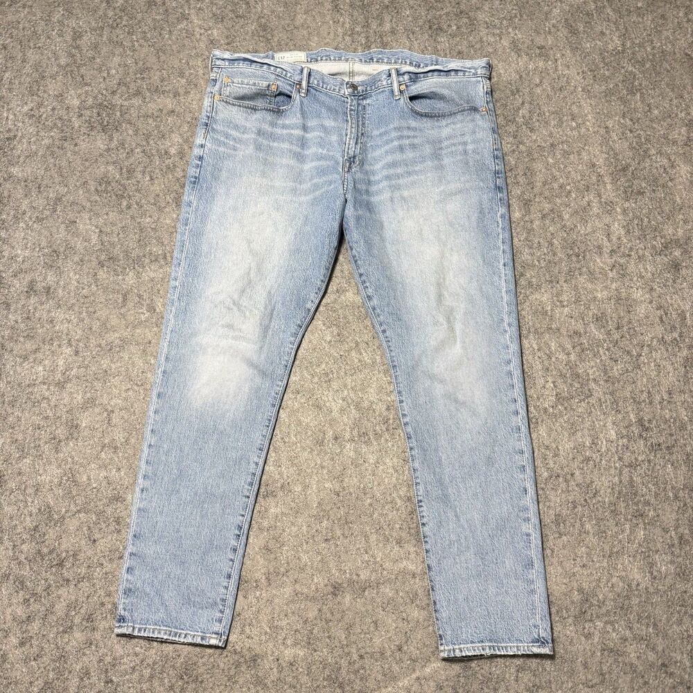 GAP Slim Taper Jeans Mens 42 x 32 Light Wash Blue Denim Stretch Pants 42x32